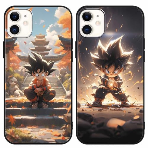 PBNDJVG 2 Stück Handyhülle für iPhone 11 Hülle 6.1, Anime Manga Junge Muster Design Case Stoßfest Schutzhülle TPU Bumper Weich Ultra Dünn Cover, Schwarz 01