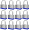 12 Keyed-Alike Padlocks Shackle, 24 Keys, Hardened Steel Case, 40mm 1-9/16 Padlocks for Hasp Latch, Sheds, Fences, Storage Locker, School, Gym 12 Pack