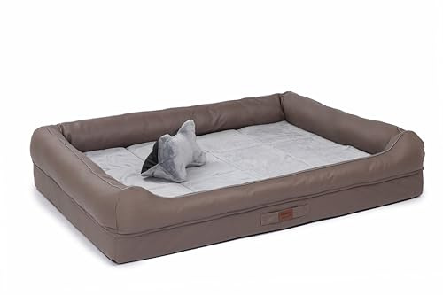 RAIKOU Hundebett mit abnehmbarem Kissen, gepolstert und waschbar – Schlafplatz, Hundekissen, Hundesofa, Hundematte - Hochwertiges Tierbett für Ihren treuen Begleiter. (Braun,120 * 90 * 10cm)