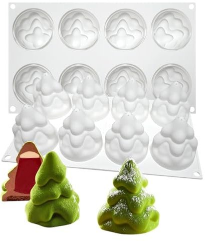 TUKE Christmas Tree Silicone Molds,Chocolate Fondant Cake Molds, 3D Non-Stick Food Grade Silica Gel Mould for Candies, Chocolate, Ice Cube DIY Tools (Christmas Tree I)