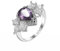 AMDXD Echt Gold Partnerringe 18 Karat Weiß Gold, Lila Amethyst Insekt Form Eheringe, Pärchen Ringe Au750 Gold mit Moissanit, Gr.69 (22.0)