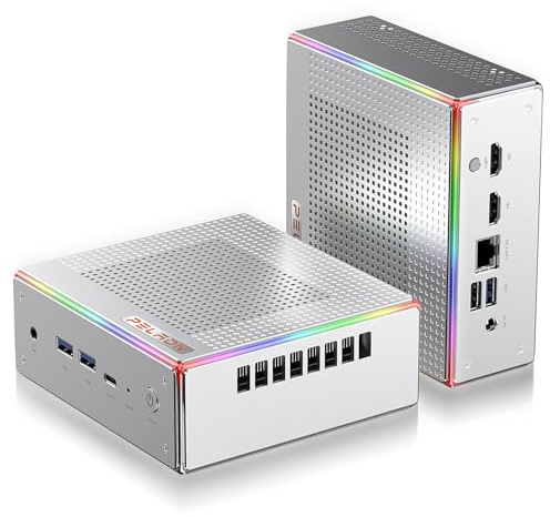 PELADN HA-4 Gaming Mini PC, AMD Ryzen 7 7735HS (8C/16T, Up to 4.75GHz) Radeon 680M Win11 Pro, 32GB DDR5 4800Mhz RAM,1TB SSD, 4K HD, BT5.2, Dual HDMI, WiFi6 2.4G/5G, Business Small Desktop PC RGB light