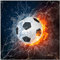 Wallario Glasbild Fußball - Feuer und Wasser - 50 x 50 cm Wandbilder Glas in Premium-Qualität: Brillante Farben, freischwebende Optik