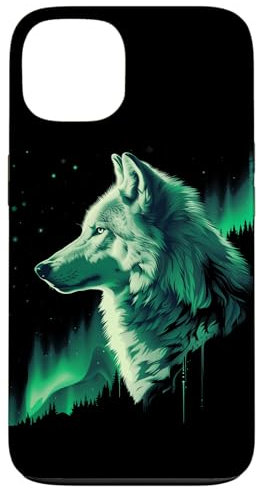Hülle für iPhone 13 Wolf Northern Lights Alaska Arctic Up North White Wolf Lover