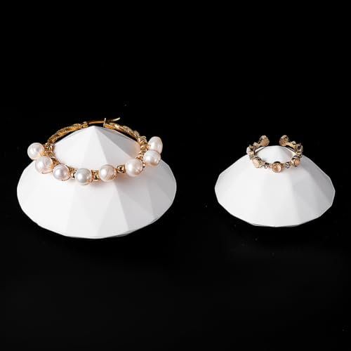 DELORIGIN 2pcs Gesso Jewelry Display Holder Stand Plaster White Diamond Shape Jewelry Tray Bracelet Holder Accessories Storage for Necklace Ring Bracelets Home Decor Photography Props