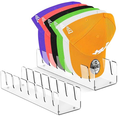 Lnjya Cap Stand für Baseball Caps | Hutständer für Display und Organizer | No Install Acrylic Hat Holder for 14 Baseball Caps for Bedroom, Closet, Dresser and Wall