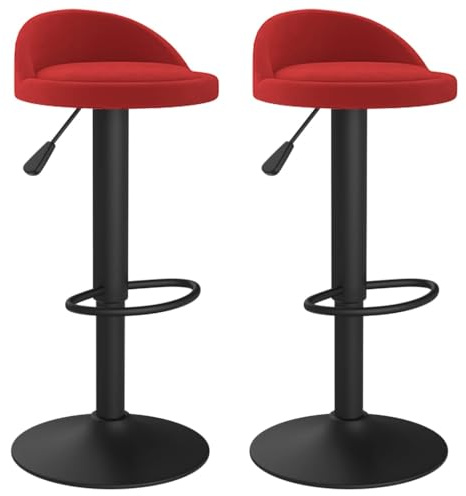 vidaXL 2X Barhocker Drehbar Höhenverstellbar Küchenhocker Barstuhl Tresenhocker Tresenstuhl Thekenhocker Bistrohocker Bar Stuhl Hocker Weinrot Samt