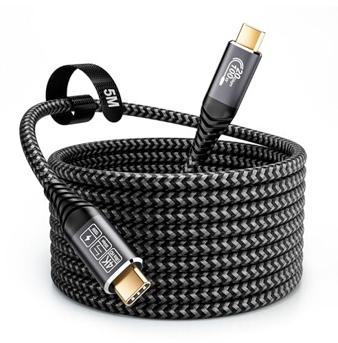 CAKOBLE Cable USB C 5M, 20 Gbps Cable USBC 3.2 Gen2, 100W 20V/5A Carga Rapida, Cable Tipo C 4K @ 60Hz pour i-Phone, MacBook Pro, Samsung S24 cable usb c 5m