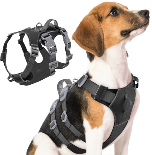 SlowTon No Pull Hundegeschirr - Leichtes, Fluchtsicheres Hundegeschirr mit Gepolstertem Tragegriff, Verstellbares, Reflektierendes Ganzkörper-Hundegeschirr für Kleine, Mittelgroße und Große Hunde