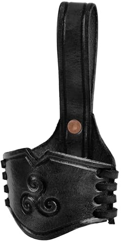 Ulfberth Hornhalter für Trinkhorn, Triskele, Leder, Schwarz, 0,4 l - 0,9 l