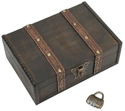 Rankomu Vintage Jewelry Box Vintage Jewelry Box, Exquisite Antique Wood Storage Box with Password Lock, Odorless Design, High Strength, Jewelry Storage Solution, 10 x 8 x 4 in