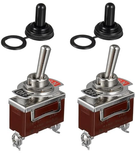 GVSS - Interruptor basculante bipolar de 2 posiciones, 15 A, 220 V, interruptor de 2 posiciones, 220 V, interruptor basculante de metal, con tapa resistente a las temperías, 12 mm, color marrón