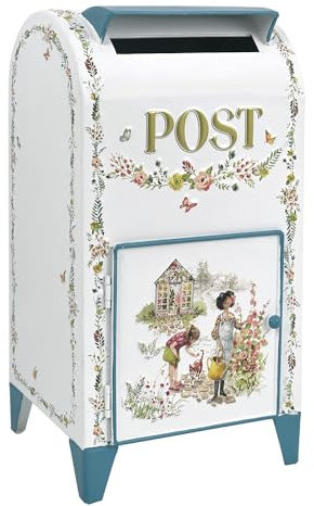 BIG FORTUNE Hochzeit Briefkasten Retro Briefkasten Vintage Postkasten Landhausstil Metall Post Box Antik Stil Nostalgischer Garten Outdoor Deko Weiß