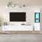 TV Wohnwand Set 3-teilig LED Beleuchtung Hochglanz, Wohnzimmer Möbel Set, Frontale Wohnwand Weiß 1 x TV Schrank, 1 x Wohnzimmer Vitrine, 1 x Hängeregal,Weiß,180x33x30cm