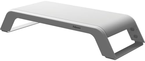Fellowes Computer Monitor Stand with 3 Height Adjustments - Hana LT Monitor Riser - Ergonomic Adjustable Monitor Stand for Computers - Max Weight 22.6KG - White