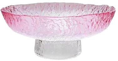 lskdnrufh Geschirr Glas-Obsttablett, Familien-Wohnzimmer-Snacktablett, Trockenobsttablett, großes Dim-Sum-Tablett, Obstkorb Haushaltsartikel(Pink,Medium)