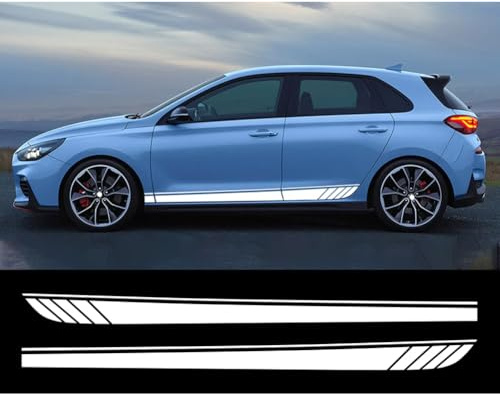 2 STÜCKE Auto-Seitentüraufkleber, Für H=yundai i30 I30N N-Line GDI MK3 Racing Stripe Style Vinyl-Dekor-Aufkleber Auto-Tuning-Zubehör