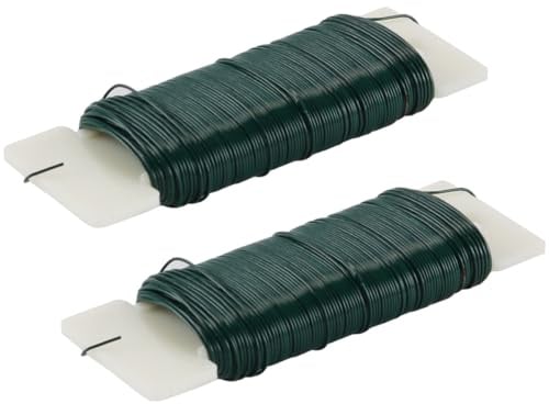 Enwye 2 pezzi di filo di ferro zincato rivestito verde da 0,7 mm, morbido, 35 m, per giardinaggio, artigianato, tessitura, fiori artificiali, giardino, impacchettamento