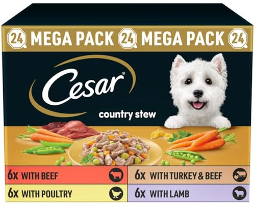 Cesar Country Stew Adult Wet Dog Food Trays Mixed Selection in Gravy 72 x 150g