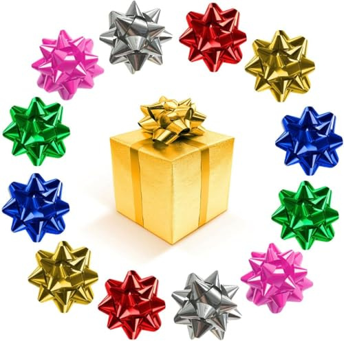 LUYANFX 90 Stück Mini Geschenkschleifen,Bunte Mini Weihnachtsschleifen, Partygeschenke, Selbstklebende, Schleifen für Festival Weihnachten Geschenkverpackung (A)