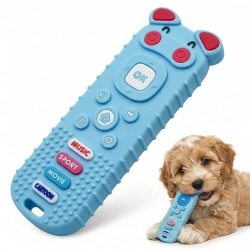 Remote Control Design Puppy Teething Toys Silicone Puppy Toy BPA-Free Soft Interactive Dog Toys for Small Dogs Puppies Interactive Puppy Chew Toys Dog Toys for Boredom Relief Mental Stimulation (blue)