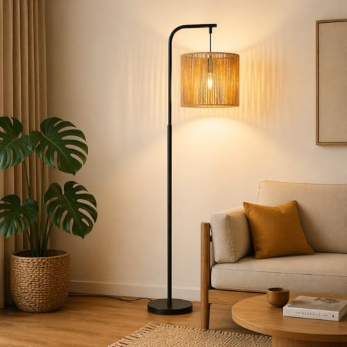 Lichtmaler Stehlampe Rattan Boho Stehleuchte Stehlampe Wohnzimmer E27