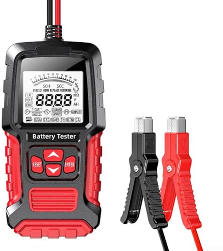 12V, 24V Autobatterie Tester, mit Lcd Display, 3, 200 Ah, Soh, Soc, Cca, Ir Messung, für Blei Säure, für Agm, für Efb, Gel und Nassbatterien(red)
