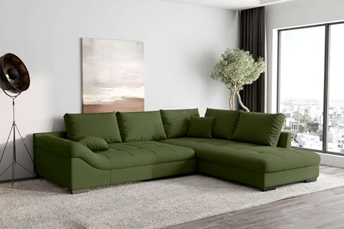 99rooms Terra Ecksofa Polsterecke Eckcouch Strukturstoff Neve Khaki Ottomane Rechts