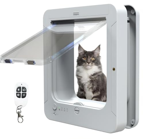 Sportello automatico per animali domestici con microchip, accesso selettivo, telecomando, sistema di chiusura, sportello elettronico intelligente per cani e gatti, impermeabile, resistente alle inte