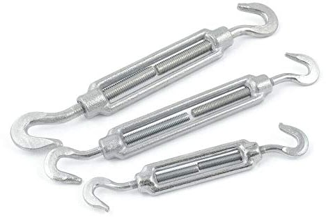 5 stück Spannschloss M12 Haken/Haken | Stahl C15, galvanisch verzinkt | Seilspanner für Drahtseil Spanner Stahlseil Draht zubehör für Seilwerk | [ DQ-PP ]