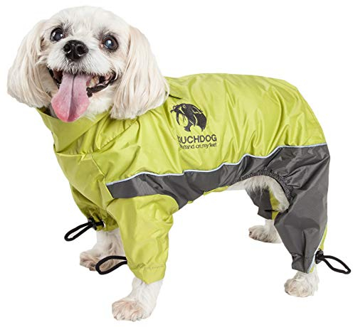 TOUCHDOG 'Quantum-Ice' Full Body Bodied Adjustable and 3M Reflective Pet Dog Coat Jacket w/ Blackshark Technology, X-Large, Light Yellow, Grey