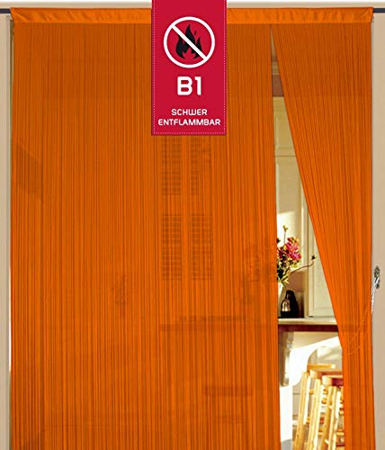 Kaikoon Fadenvorhang Fadenstore Messe B1 schwer entflammbar 90 cm x 240 cm (BxH) orange