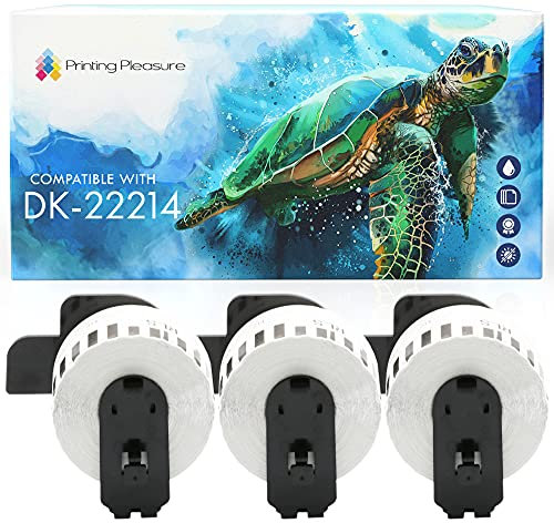 3x Endlos-Etiketten kompatibel für Brother DK-22214 12mm x 30.48m P-Touch QL-500 500BS 550 560 560VP 570 700 710W 720NW 800 810W 820NWB 1050 1050N 1060N 1100 1110NWB, Thermopapier mit Kunststoffhalter