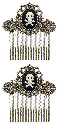 Widmann 46750 - Kamm mit Totenkopf und gekreuzten Knochen, Haarschmuck, Pirat, Karneval, Mottoparty