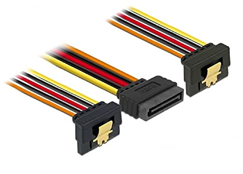 DeLock Kabel SATA 15 Pin Strom Stecker mit Einrastfunktion > 2 x SATA 15 Pin Strom Buchse 15 cm