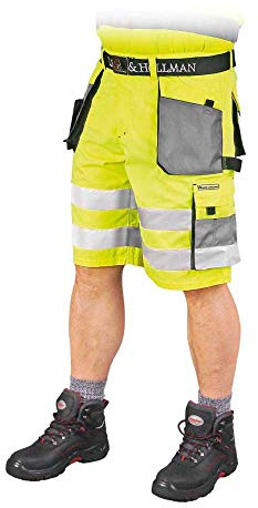 Kurze Warnschutzhose mit Reflektionsstreifen Orange neon Gelb Arbeitshose Warnschutz Sicherheitshose M-XXXL
