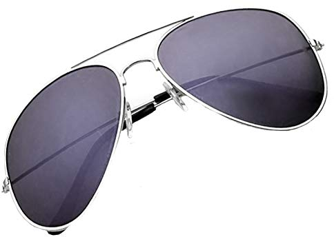 4sold Sonnenbrille in vielen Farbkombinationen Klassische Brille Unisex Sonnenbrille (Silber Schwarz)