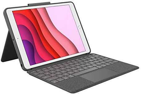 Logitech Combo Touch für iPad (7., 8. und 9. Generation) Schutzcase mit Präzisions-Trackpad, Englishes QWERTY-Layout - Schwarz