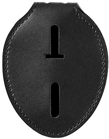 AKITSUMA Polizei-Ausweishalter – Rindsleder, universal, schwarz, Strafverfolgung, Metallclip und Kette im Lieferumfang enthalten