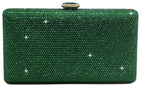 Boutique De FGG Kristall Clutch Tasche Damen für Hochzeit Abendtasche Strasssteine Party Kristallene Handtasche Braut-Geldbörse, Mini, Grün
