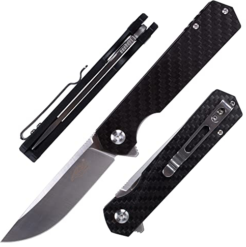 Firebird GANZO FH11S-CF Taschenmesser D2 Stahlklinge Ergonomischer G10 Anti-Rutsch-Griff mit Clip Camping Angeln Jagd Ausrüstung Outdoor Flipper EDC Taschenmesser (Kohlefaser)