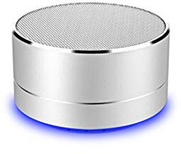 Shot Case Altavoz de Metal Bluetooth para iPhone 11 Pro MAX Puerto USB Tarjeta TF Auxiliar Altavoz Micro Mini (Plata)