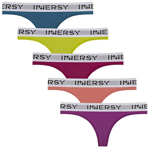 INNERSY Tanga Damen Sexy Damenslips Baumwolle Mehrpack String Bikini Panties 5 Pack (42, Mehrfarbig)