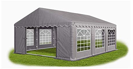 Das Company Partyzelt 4x6m wasserdicht grau mit Bodenrahmen Zelt 240g/m² PE Plane hochwertig Gartenzelt Summer Floor PE