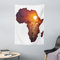 ABAKUHAUS Safari Wandteppich, Lion und afrikanische Sonnenuntergang Karte aus Weiches Mikrofaser Stoff Waschbar ohne Verblassen Digitaldruck, 110 x 150 cm, Aubergine und Orange