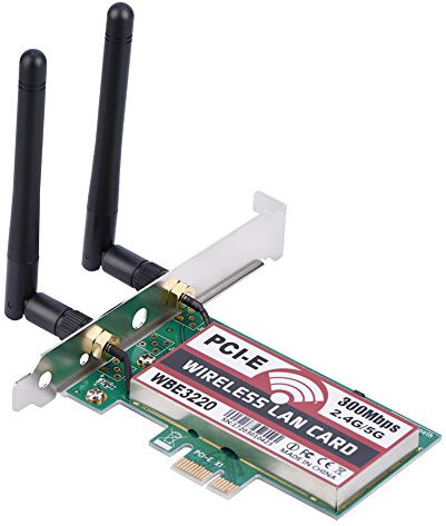 Adaptador WiFi, Tarjeta WiFi de 2.4G / 5G 300Mbps Tarjeta de Red PCI Express para Juegos de Escritorio/PC