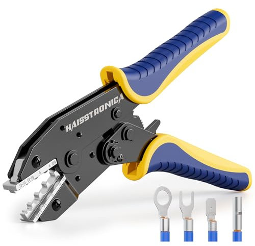 haisstronica Herramienta de crimpado para terminales no aislados, herramienta de crimpado de cables con trinquete AWG 22-6(0,5-16mm²), crimpadora de terminales de cables