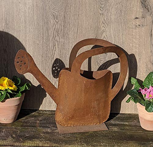 terracotta-toepfe-de Deko-Gießkanne bepflanzbar ca. 35 cm aus Metall in Edelrost Rost Deko für Haus und Garten Blumentopf
