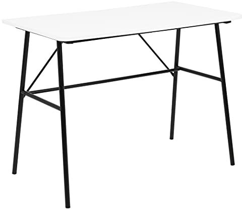Marque Amazon - Movian 3 unités Bureau d' ecriture à partie supérieure en bois à la finition blanc mat et base noire, 100 x 55 x 75 cm, Rectangulaire