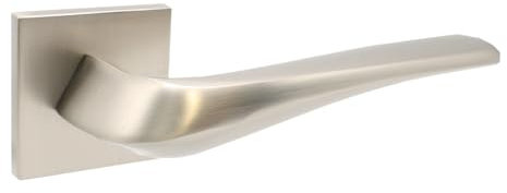 domino Türgriff ohne Schlossrosette | quadratischen Rosetten | Türklinke für Zimmertür, Bürotür | Türbeschläge aus Aluminium | Satin Nickel Türdrückergarnitur | ADEL-QR SLIM SN